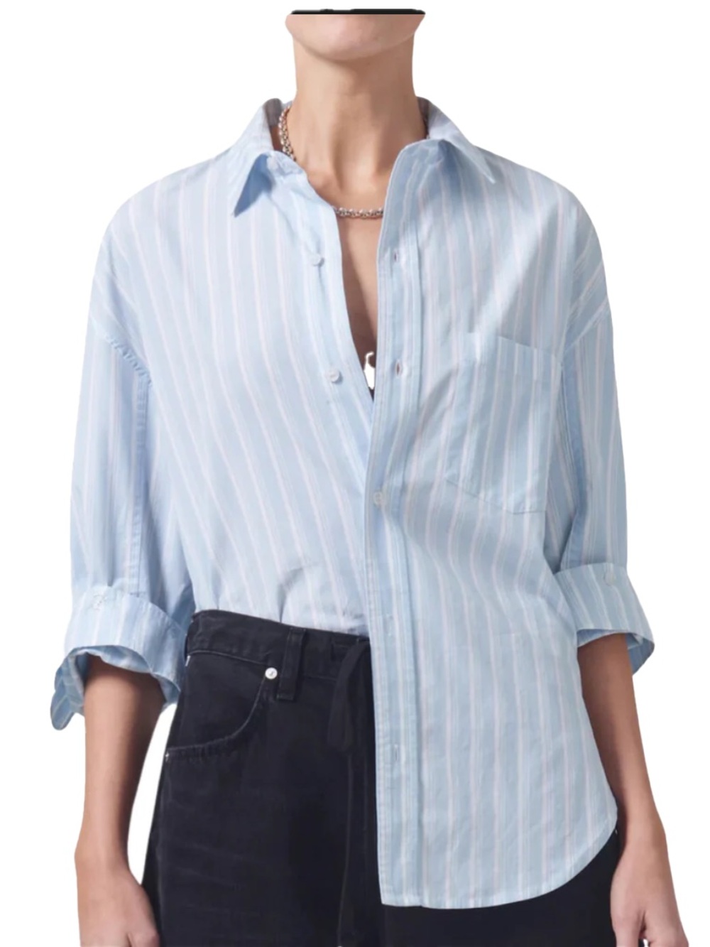 Citizens of Humanity oversized blue/white stripe Kayla 100% cotton shirt Size S